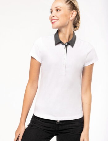 Photo 1 Polo jersey bicolore femme