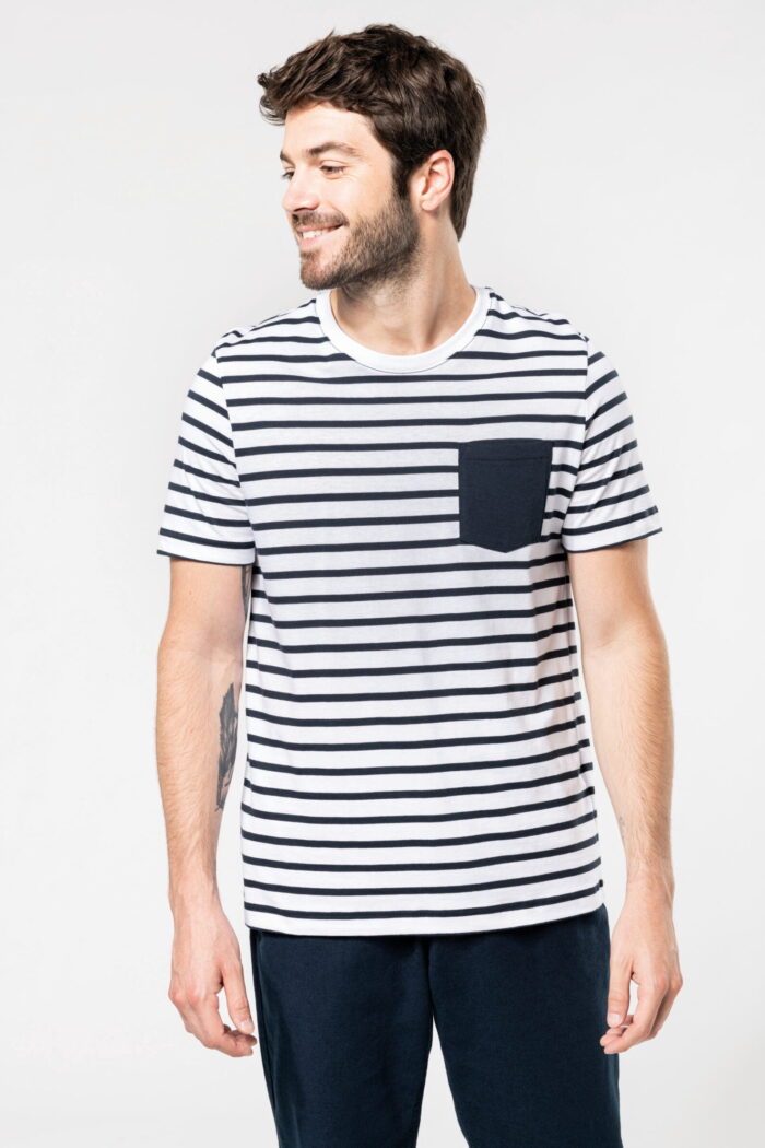 Photo 3 T-shirt rayé marin avec poche manches courtes homme