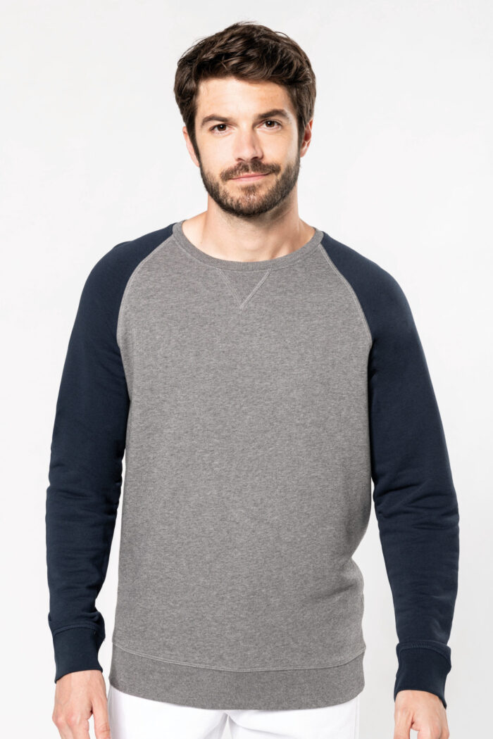 Photo 1 Sweat-shirt Bio bicolore col rond manches raglan homme