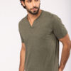 Photo 4 T-shirt écoresponsable henley manches courtes homme - 140 g