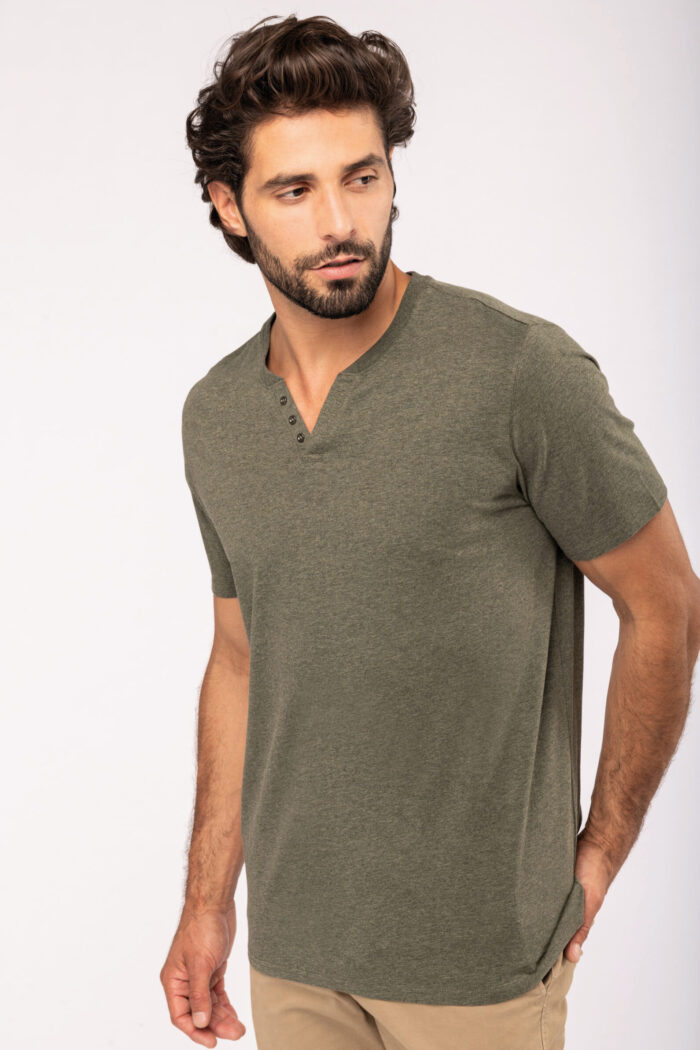 Photo 4 T-shirt écoresponsable henley manches courtes homme - 140 g