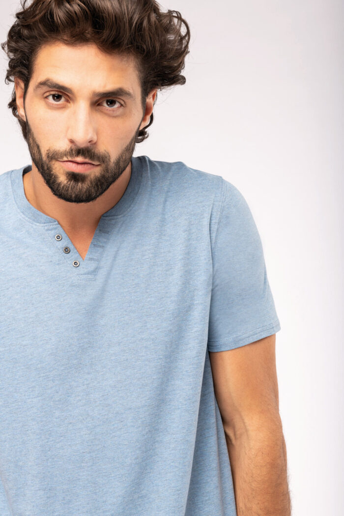 Photo 3 T-shirt écoresponsable henley manches courtes homme - 140 g