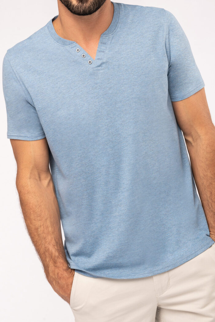 Photo 11 T-shirt écoresponsable henley manches courtes homme - 140 g