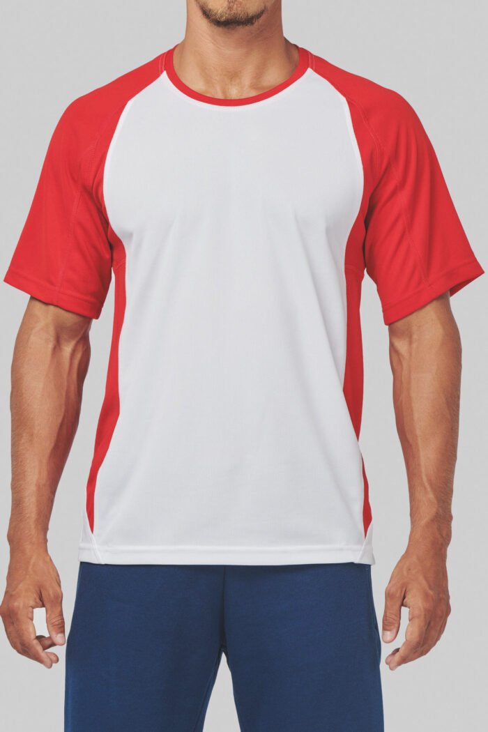 Photo 12 T-shirt de sport bicolore manches courtes unisexe