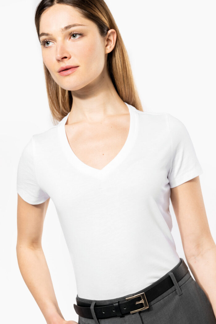 Photo 3 T-shirt Supima® col V manches courtes femme