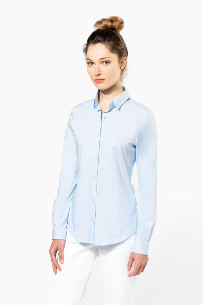 Photo 1 Chemise coton / élasthanne manches longues femme